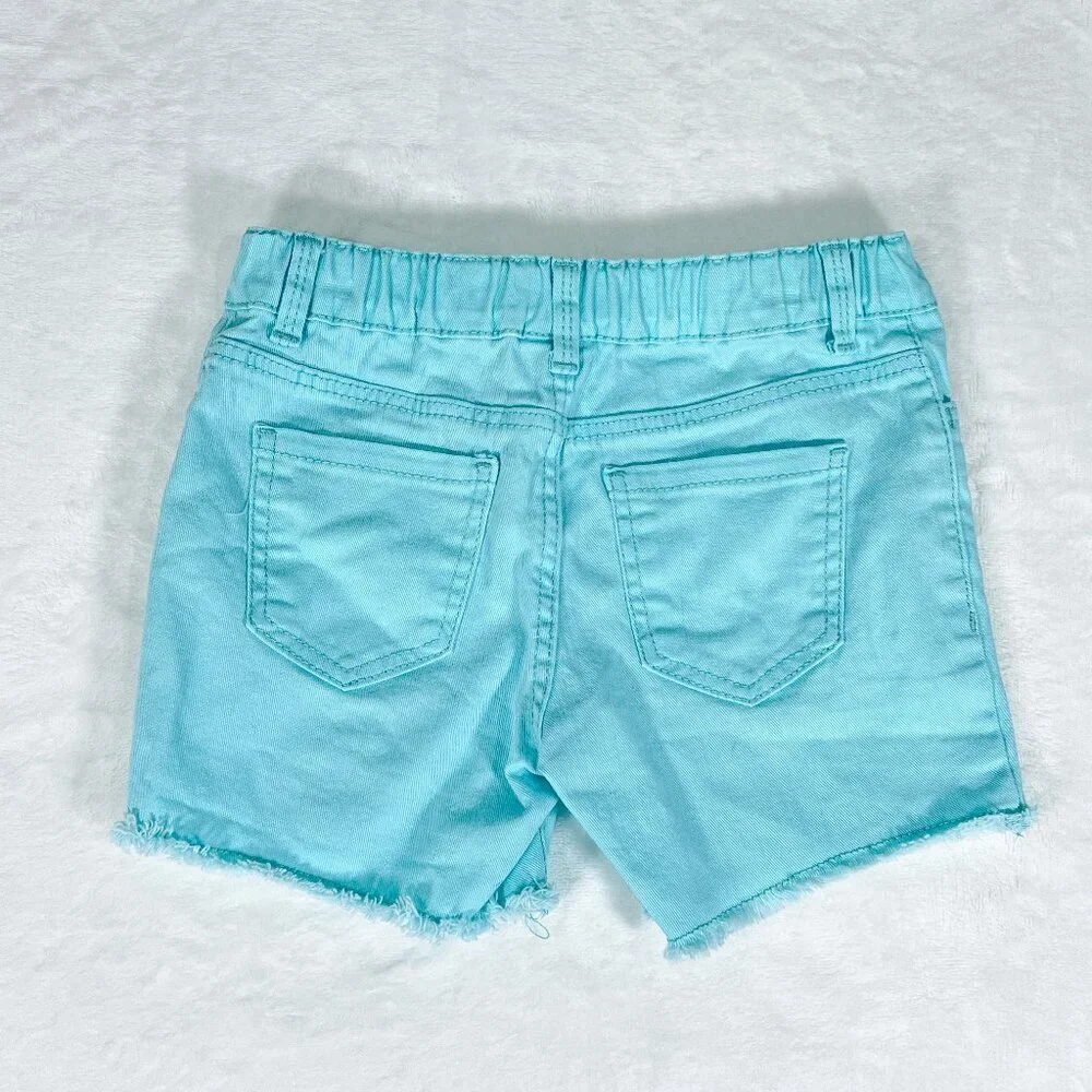 OshKosh B'Gosh Denim Style Shorts | Toddler Girls | 4T | Aqua | Distressed